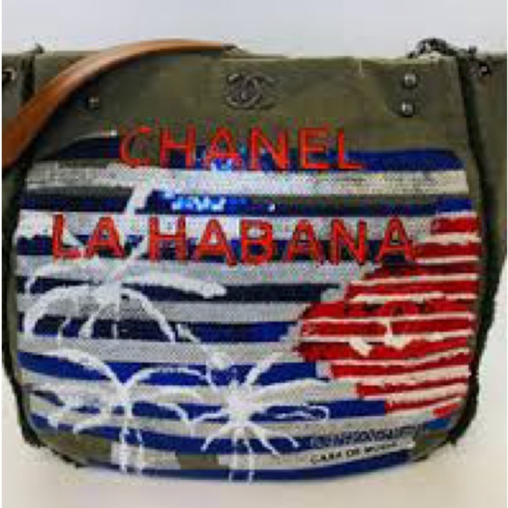SOLD CHANEL Olive Canvas and Sqeuin Cuba La Habana bag Ruthenium Hardware,2016 - Picture 10 of 12